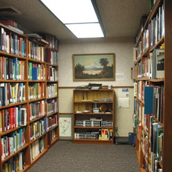Local History Room showing books on shelves lining walls