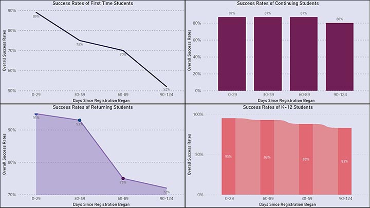 Charts - Success Rates for different types of students