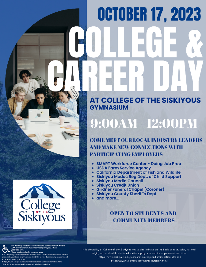College & Career Day - October 17, 2023, 9:00 am - 12:00 pm in the COS Gymnasium