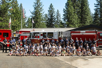 Fire Camp with students and fire truck