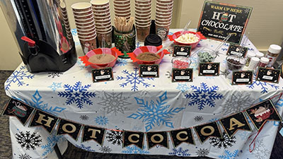 Student Support Programs Cookies & Counselor and Hot Cocoa table.