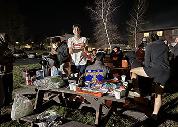 Students at picnic table