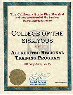 Fire Academy Reaccreditation Certificate