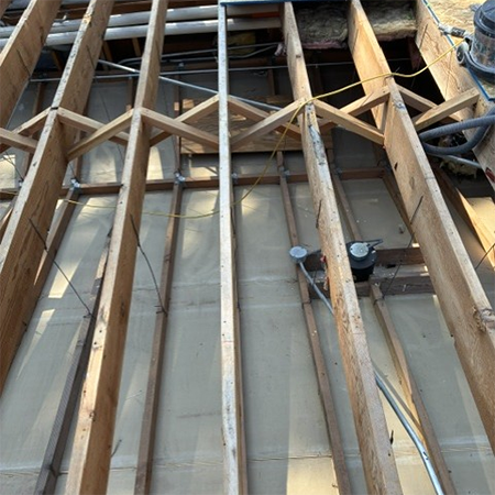 Theater attic following bat and rodent feces abatement.