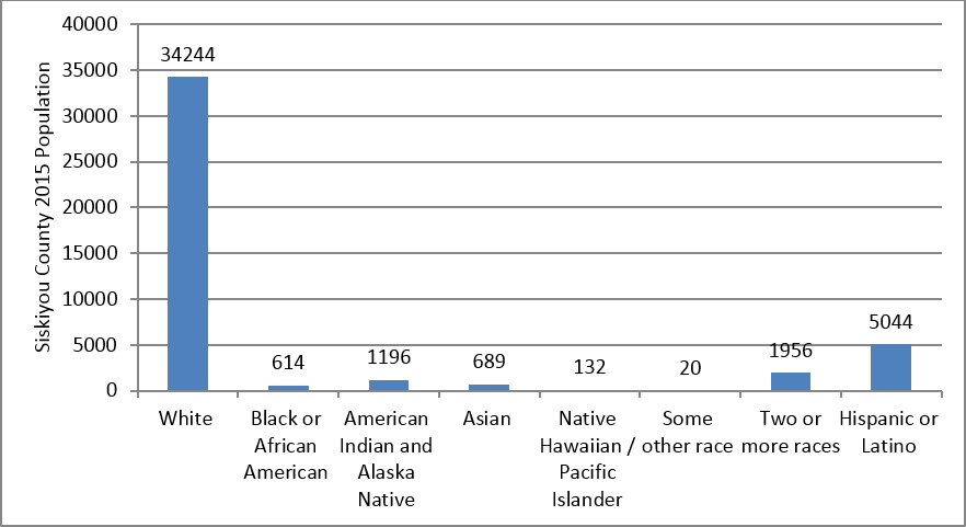 Siskiyou County 2015 Demographics, by Ethnicity
