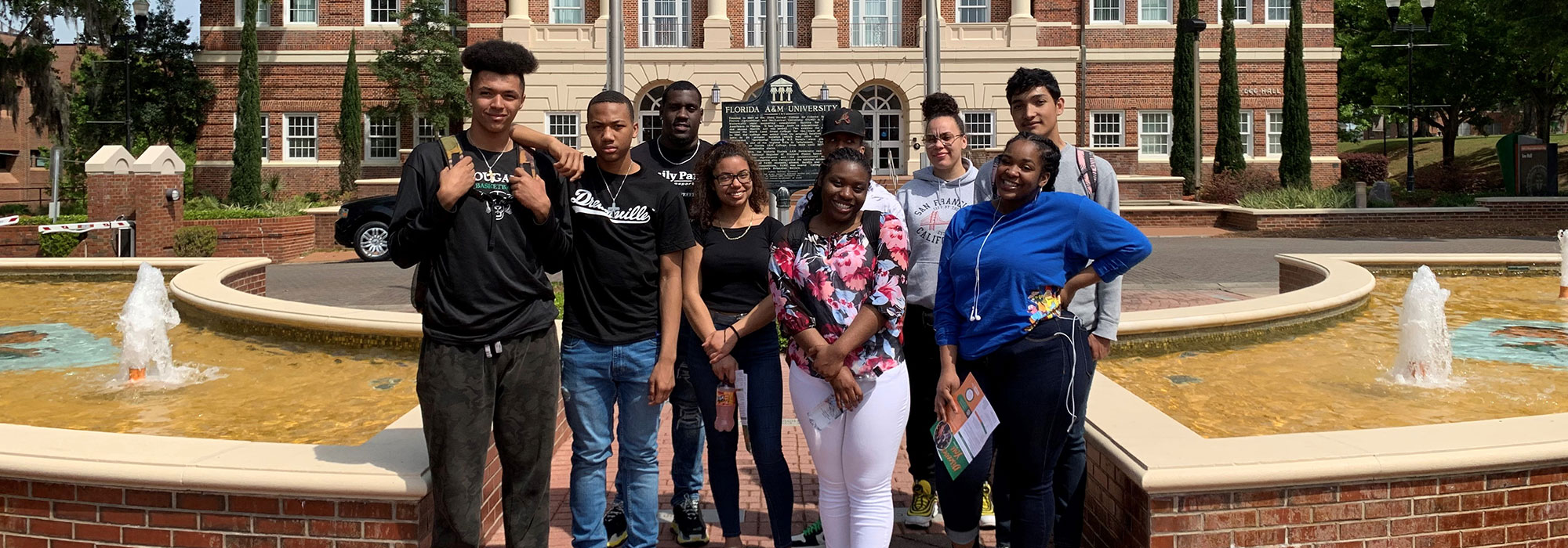 Upward Bound Students outside university